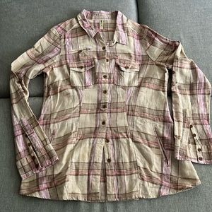 Free people plaid button down shirt